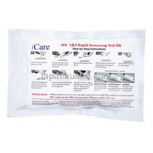 i Care HIV(エイズ)検査キット,　包装,使用方法